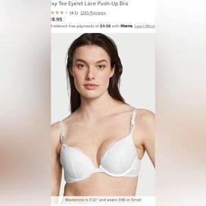 Victoria’s Secret sexy eyelet push up padded bra 34A nwt